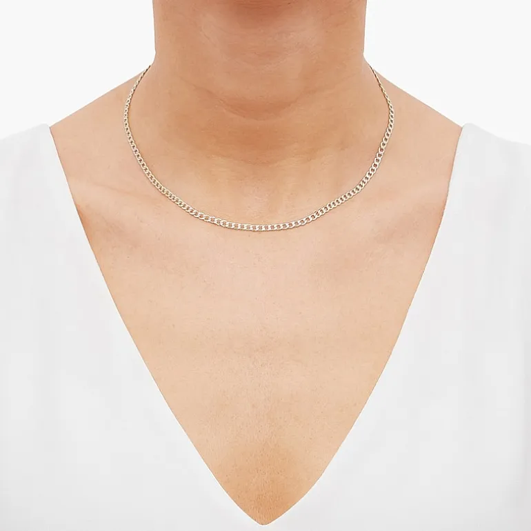 Unisex Adult 14K Gold 16 Inch Curb Chain Necklace