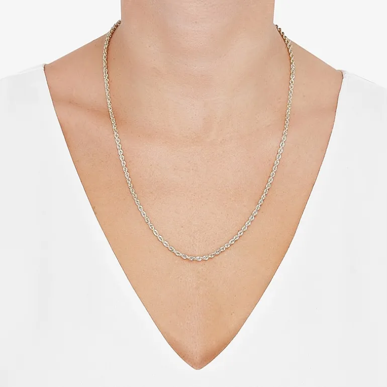 Unisex Adult 10K Gold 18 Inch Rope Chain Necklace