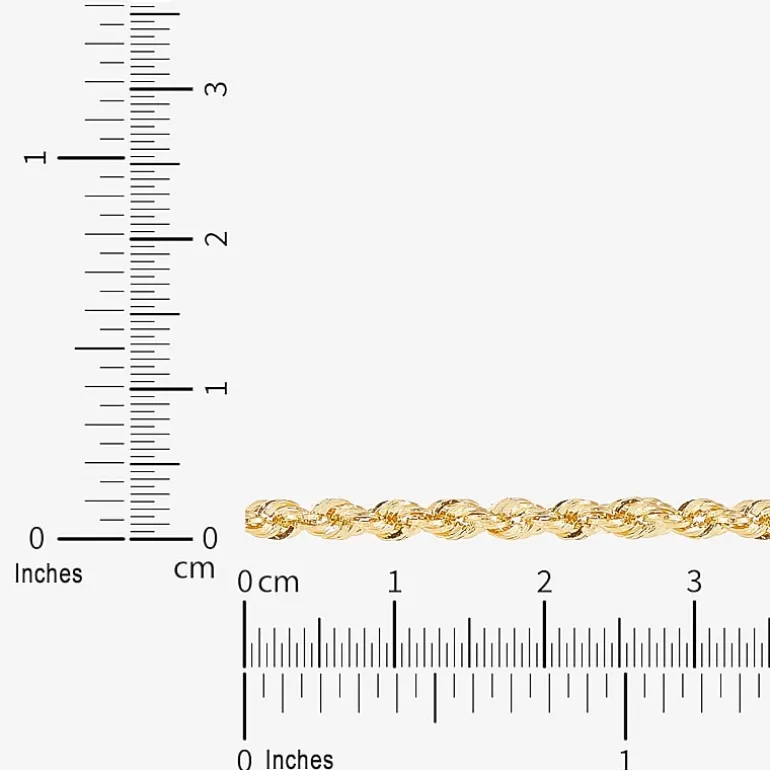 Unisex Adult 10K Gold 18 Inch Rope Chain Necklace