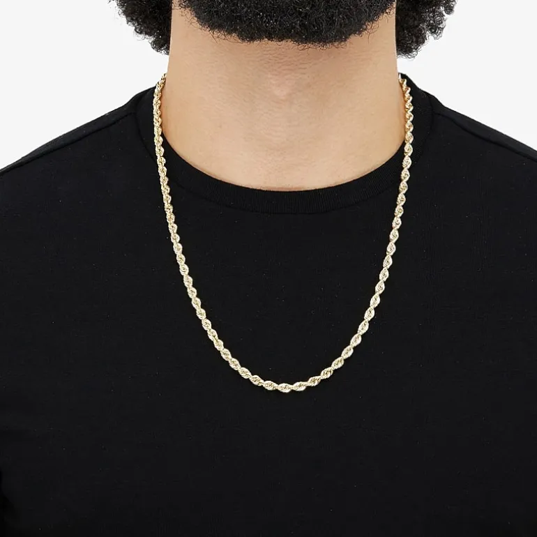 Unisex Adult 14K Gold 24 Inch Rope Chain Necklace