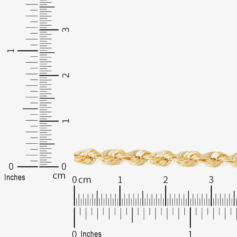 Unisex Adult 10K Gold 22 Inch Rope Chain Necklace