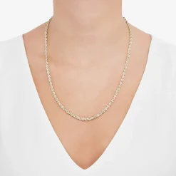 Unisex Adult 10K Gold 22 Inch Rope Chain Necklace