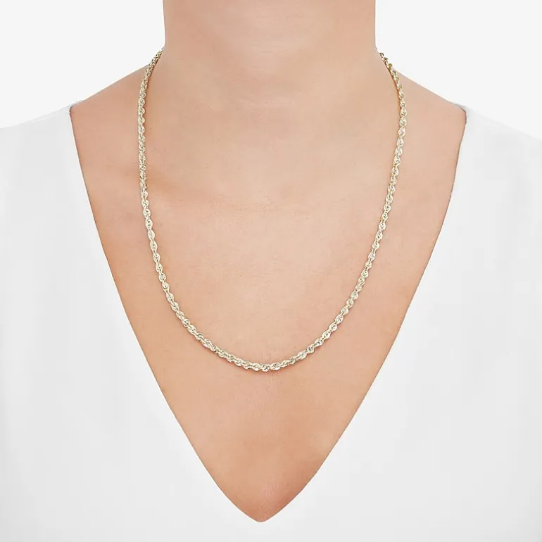 Unisex Adult 10K Gold 22 Inch Rope Chain Necklace