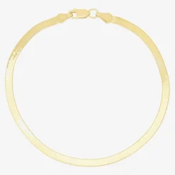 Unisex Adult 14K Gold 8 Inch Semisolid Herringbone Chain Bracelet