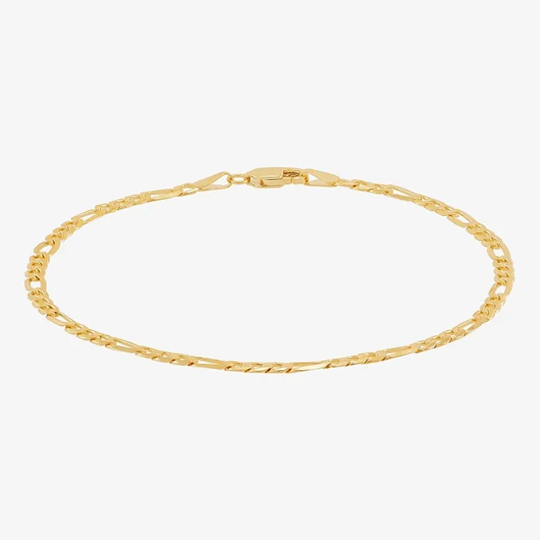 Unisex Adult 14K Gold 8 1/2 Inch Solid Figaro Chain Bracelet