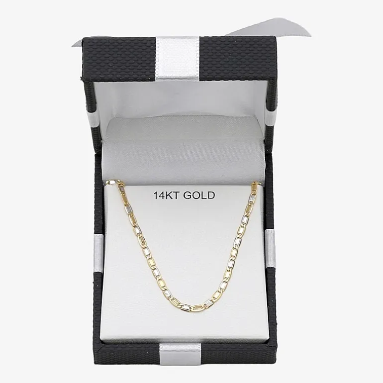 Unisex Adult 14K Two Tone Gold 20 Inch Valentino Chain Necklace