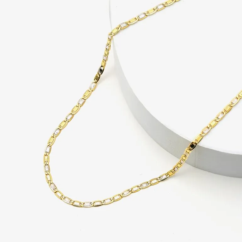 Unisex Adult 14K Two Tone Gold 20 Inch Valentino Chain Necklace