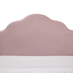 Upholstered Platform Twin Toddler Bed in Velvety Pink