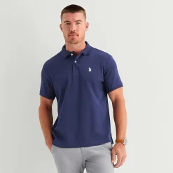 U.S. Polo Assn. Interlock Pique Mens Classic Fit Short Sleeve Polo Shirt