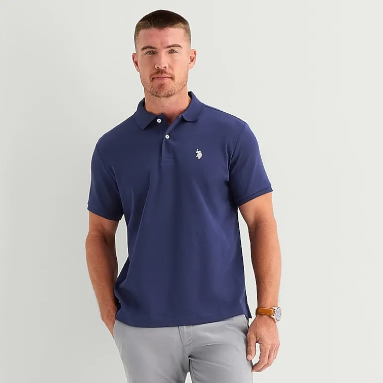 U.S. Polo Assn. Interlock Pique Mens Classic Fit Short Sleeve Polo Shirt