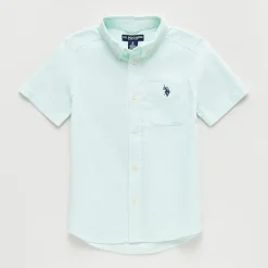 U.S. Polo Assn. Little & Big Kid Boys Short Sleeve Regular Fit Embroidered Button-Down Shirt