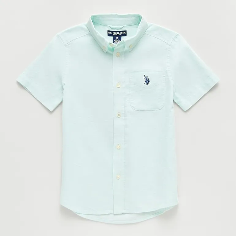 U.S. Polo Assn. Little & Big Kid Boys Short Sleeve Regular Fit Embroidered Button-Down Shirt
