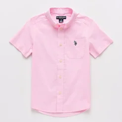 U.S. Polo Assn. Little & Big Kid Boys Short Sleeve Regular Fit Embroidered Button-Down Shirt