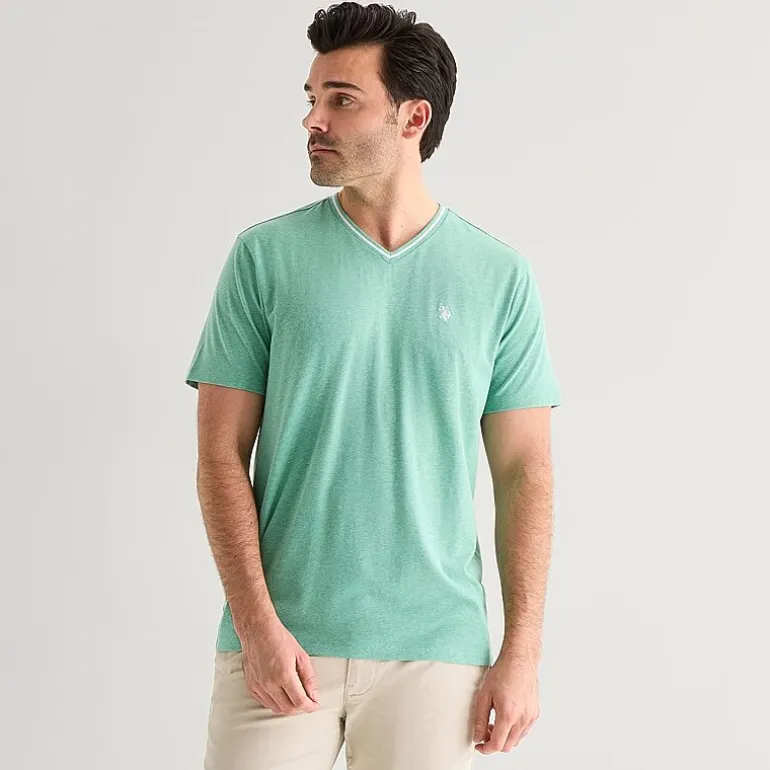 U.S. Polo Assn. Tipped Mens V Neck Short Sleeve Stretch Fabric T-Shirt