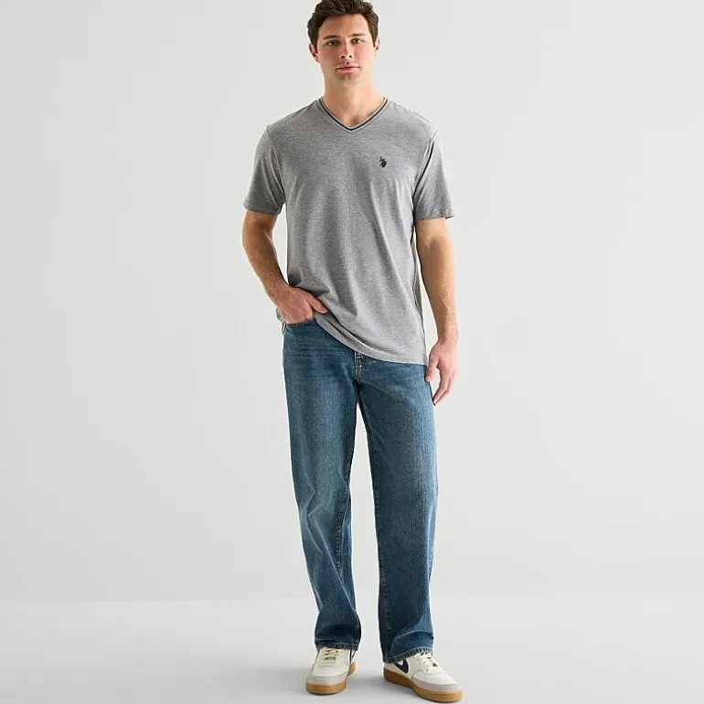 U.S. Polo Assn. Tipped Mens V Neck Short Sleeve Stretch Fabric T-Shirt