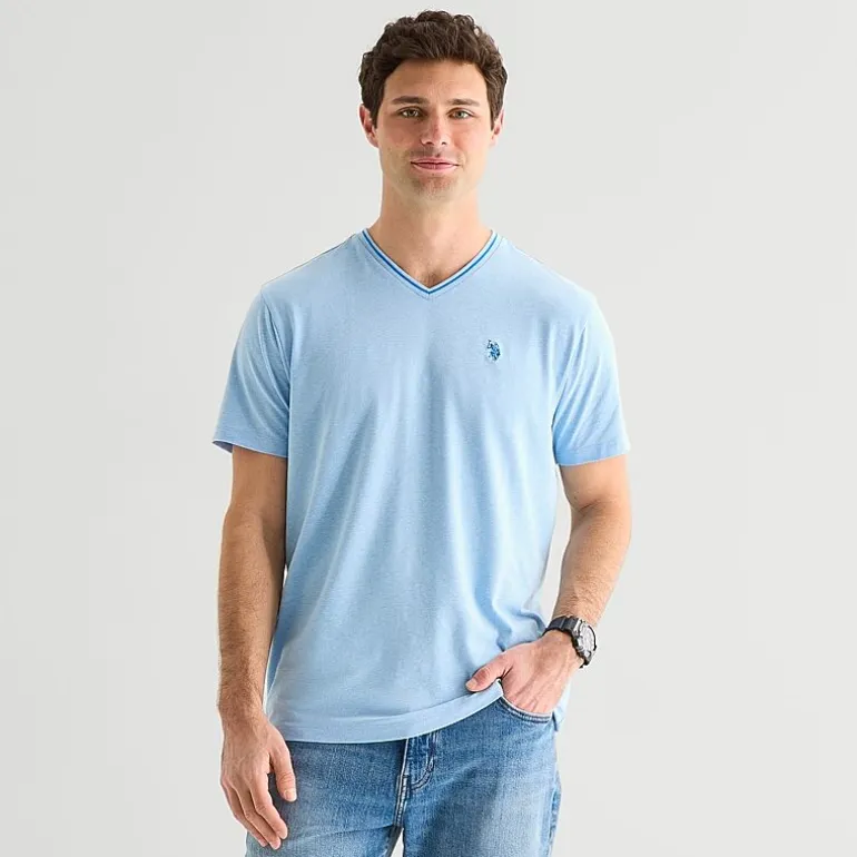 U.S. Polo Assn. Tipped Mens V Neck Short Sleeve Stretch Fabric T-Shirt