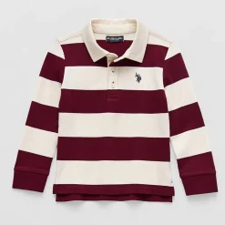 U.S. Polo Assn. Toddler Boys Y Neck Long Sleeve Regular Fit Embroidered Polo Shirt