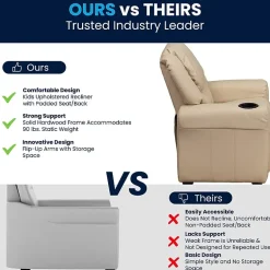 Vana Plush Recliner with Cup Holder for Kids