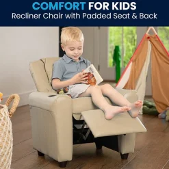 Vana Plush Recliner with Cup Holder for Kids