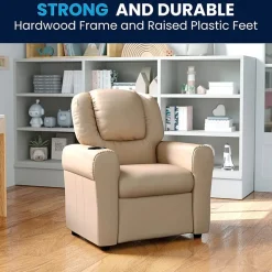 Vana Plush Recliner with Cup Holder for Kids