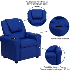 Vana Plush Recliner with Cup Holder for Kids