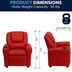 Vana Plush Recliner with Cup Holder for Kids