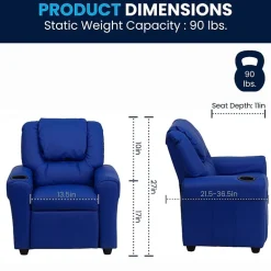 Vana Plush Recliner with Cup Holder for Kids