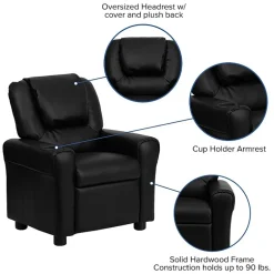 Vana Plush Recliner with Cup Holder for Kids
