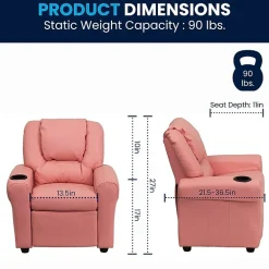 Vana Plush Recliner with Cup Holder for Kids