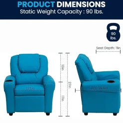 Vana Plush Recliner with Cup Holder for Kids