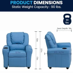 Vana Plush Recliner with Cup Holder for Kids