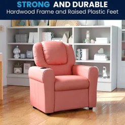 Vana Plush Recliner with Cup Holder for Kids