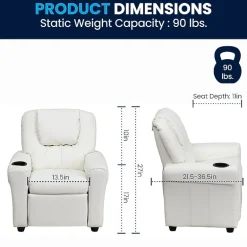 Vana Plush Recliner with Cup Holder for Kids