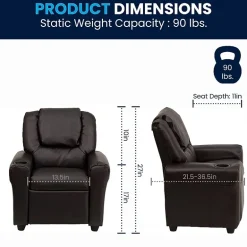 Vana Plush Recliner with Cup Holder for Kids