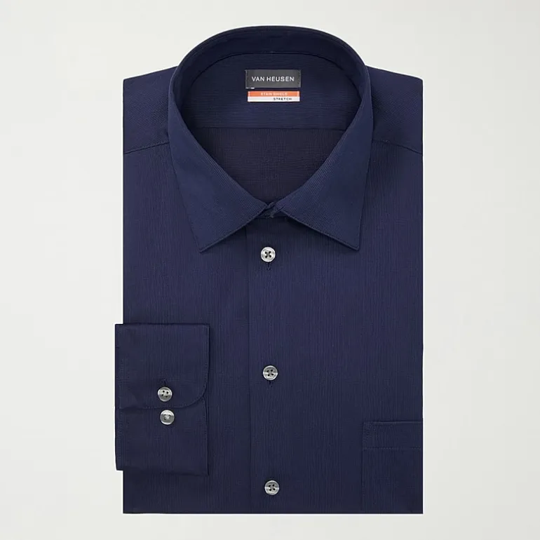 Van Heusen Big & Tall Mens Stain Shield Wrinkle Free Stretch Dress Shirt