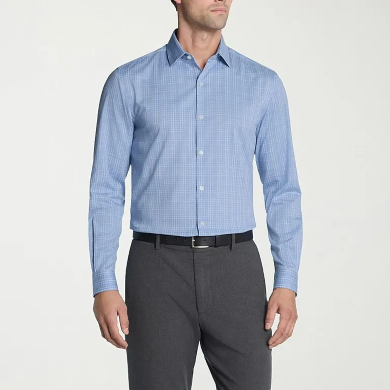Van Heusen Comfort Performance Mens Slim Fit Stretch Fabric Wrinkle Free Long Sleeve Dress Shirt