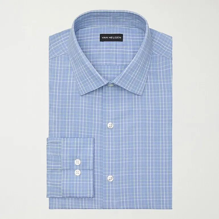 Van Heusen Comfort Performance Mens Slim Fit Stretch Fabric Wrinkle Free Long Sleeve Dress Shirt