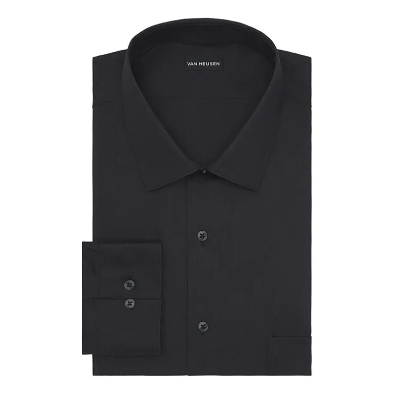 Van Heusen Everyday Defense Stain Shield Fitted Mens Modern Fit Stretch Fabric Wrinkle Free Long Sleeve Dress Shirt