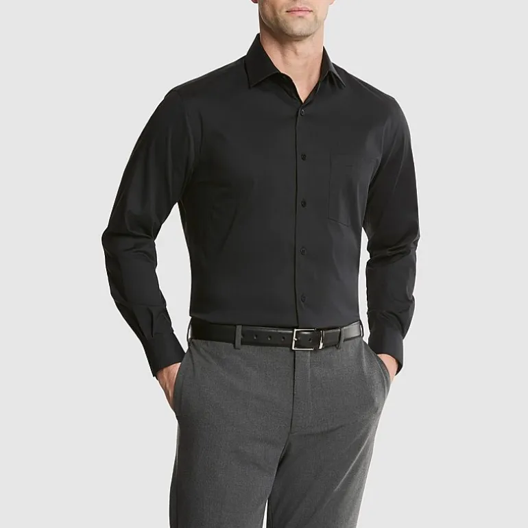 Van Heusen Everyday Defense Stain Shield Fitted Mens Modern Fit Stretch Fabric Wrinkle Free Long Sleeve Dress Shirt
