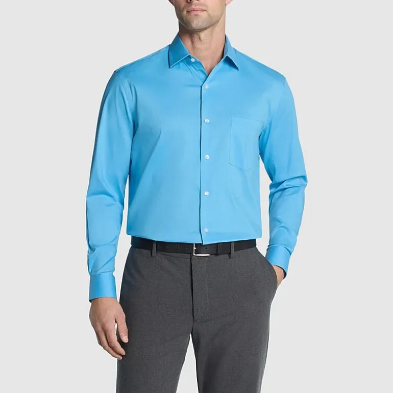 Van Heusen Everyday Defense Stain Shield Mens Regular Fit Stretch Fabric Wrinkle Free Long Sleeve Dress Shirt