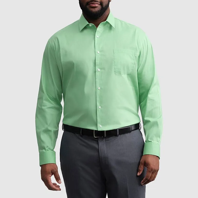 Van Heusen Everyday Defense Stain Shield Big and Tall Mens Regular Fit Stretch Fabric Wrinkle Free Long Sleeve Dress Shirt