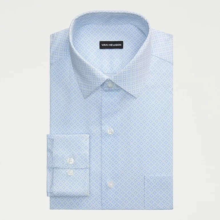 Van Heusen Everyday Defense Stain Shield Fitted Mens Modern Fit Stretch Fabric Wrinkle Free Long Sleeve Dress Shirt