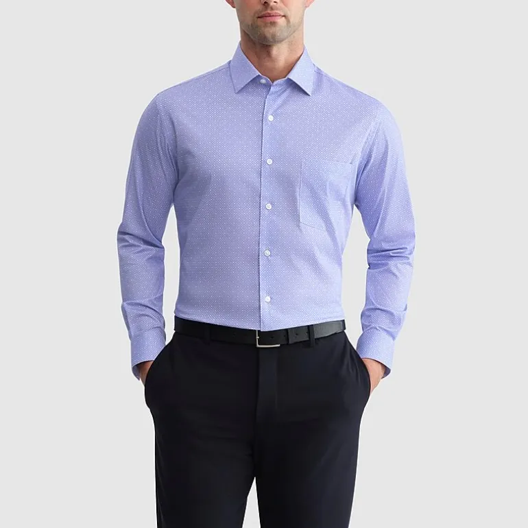 Van Heusen Everyday Defense Stain Shield Fitted Mens Modern Fit Stretch Fabric Wrinkle Free Long Sleeve Dress Shirt