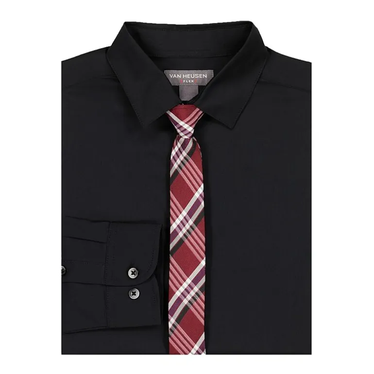 Van Heusen Little & Big Kid Boys Long Sleeve Point Collar Shirt + Tie Set