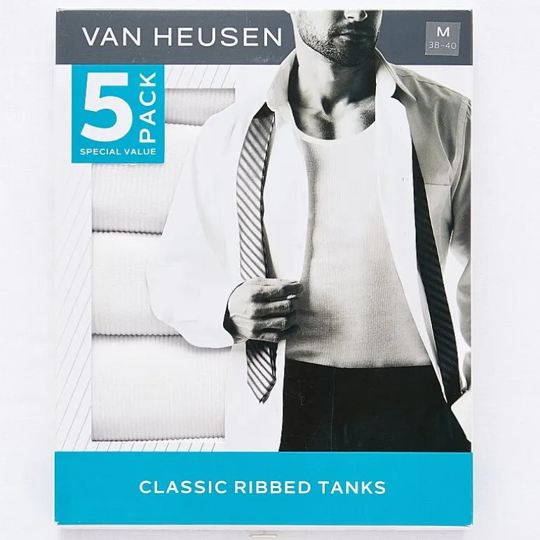 Van Heusen Mens Round Neck Sleeveless 5 Pack Tank