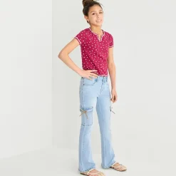 Vanilla Star Big Kid Girls Bow Cargo Flare Leg Jean