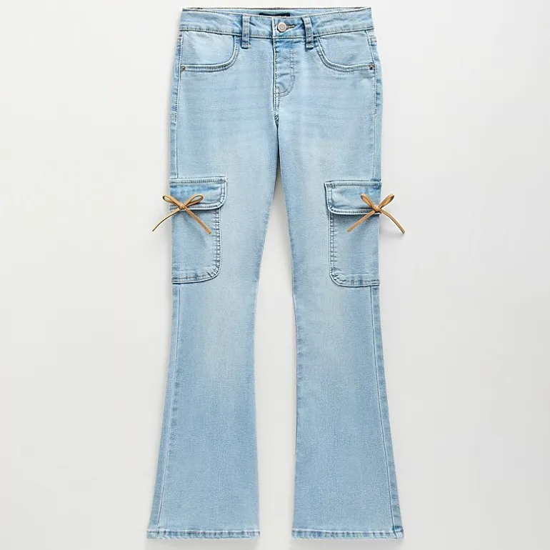 Vanilla Star Big Kid Girls Bow Cargo Flare Leg Jean