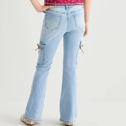 Vanilla Star Big Kid Girls Bow Cargo Flare Leg Jean