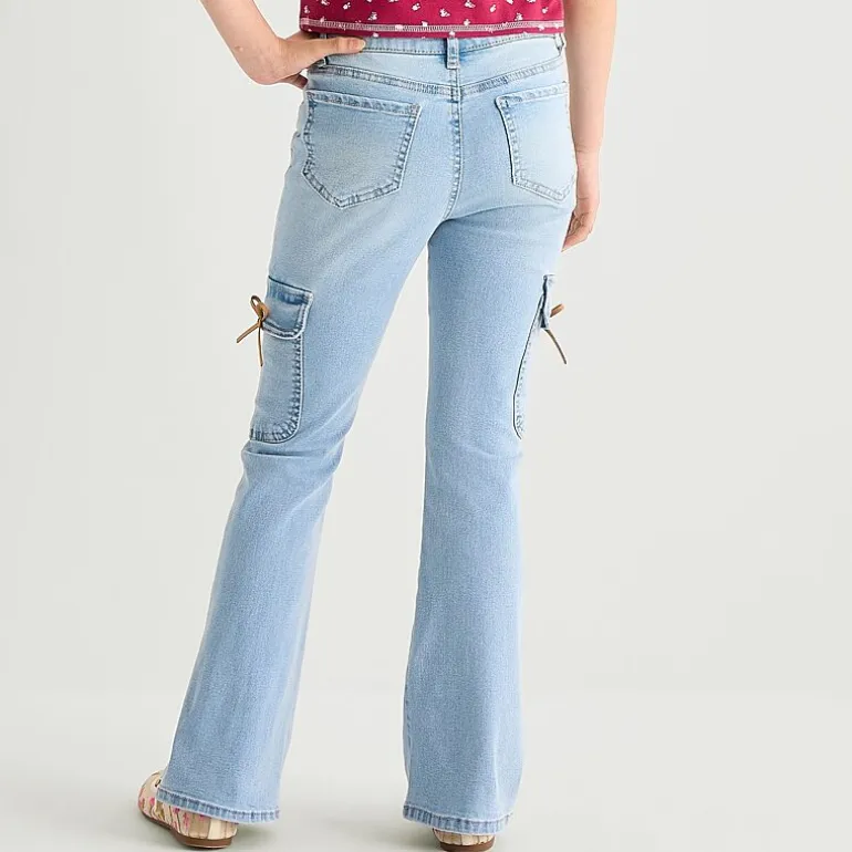 Vanilla Star Big Kid Girls Bow Cargo Flare Leg Jean