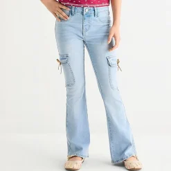 Vanilla Star Big Kid Girls Bow Cargo Flare Leg Jean